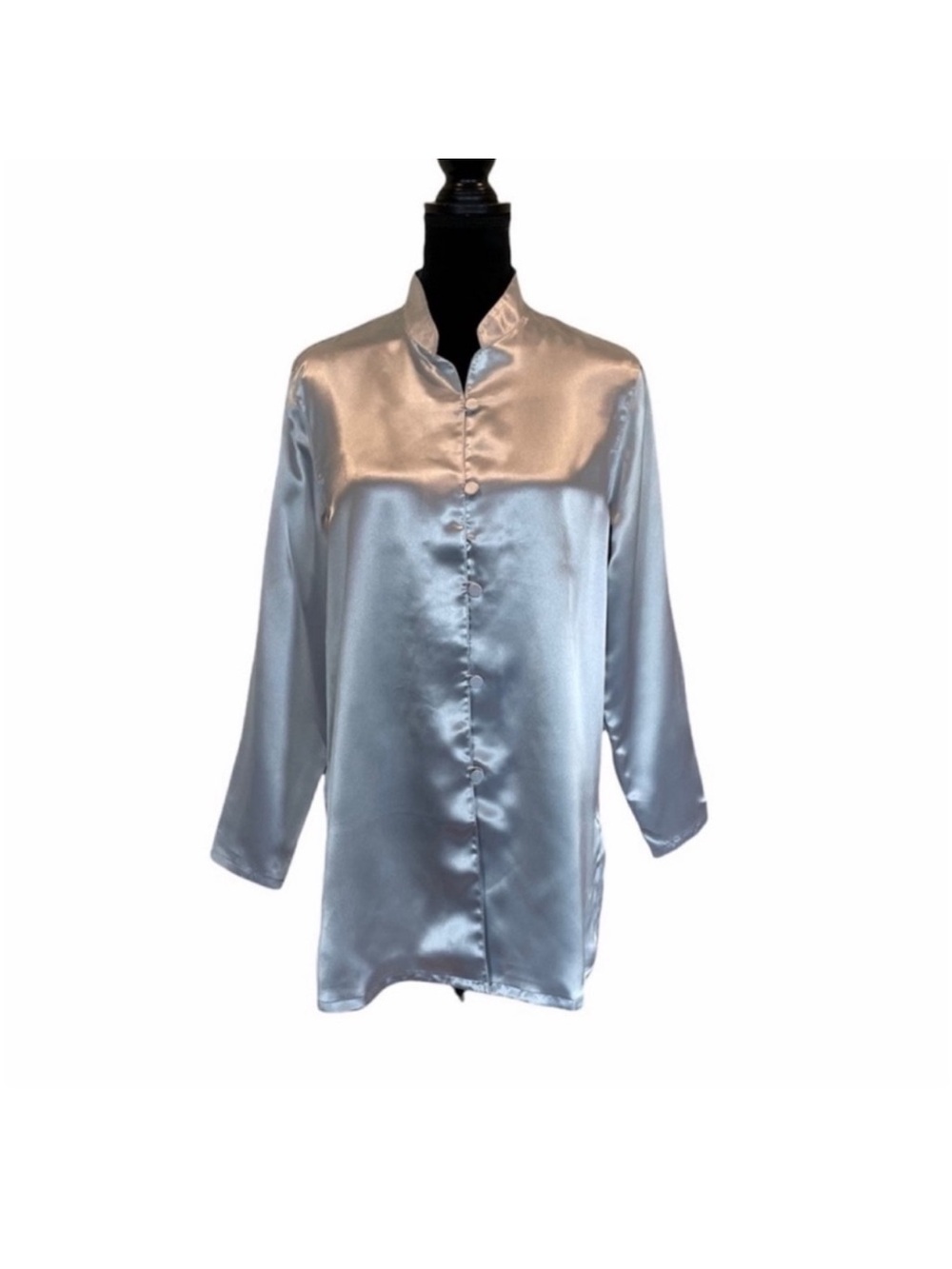 Diane Von Furstenberg NWT silver silky button front pajamacore blouse top medium